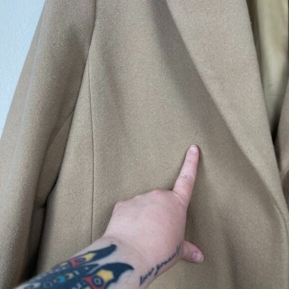 Zara x Kaia Gerber Wool Blend Long Overcoat Camel Large Classic Capsule Timeless - Picture 9 of 16